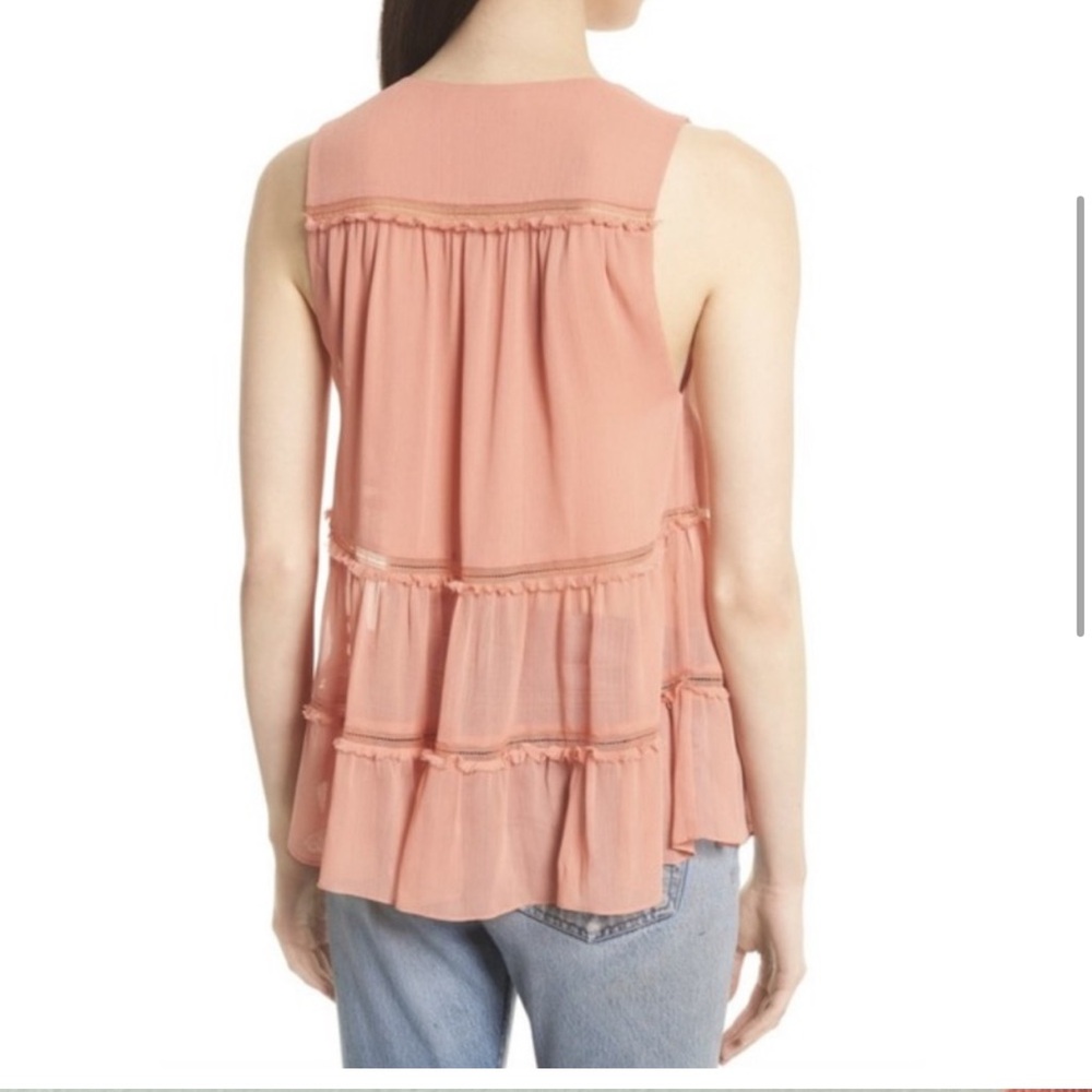 Alice + Olivia Massie Sleeveless V-Neck Boho Blouse Size Small - Picture 3 of 7
